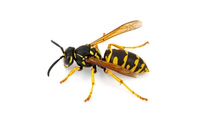Close-up of a wasp against a white background