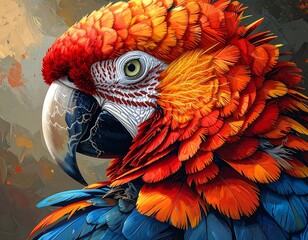 Vibrant Parrot Portrait in Artistic Style