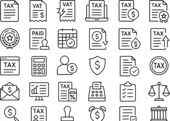Taxation and Financial Icons Set