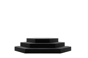Dark, geometric podium