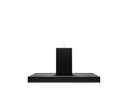 Dark image of a rectangular black object on a larger black base