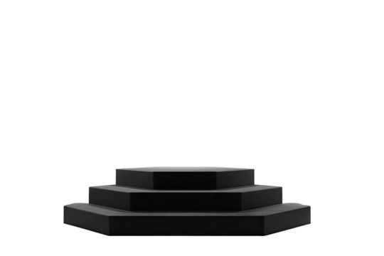 Dark, geometric podium