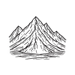 Black and White Mountain Illustration Image in Minimalist Line Art Style, Clean and Elegant Design
