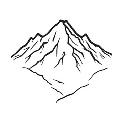 Black and White Mountain Illustration Image in Minimalist Line Art Style, Clean and Elegant Design
