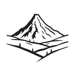 Black and White Mountain Illustration Image in Minimalist Line Art Style, Clean and Elegant Design
