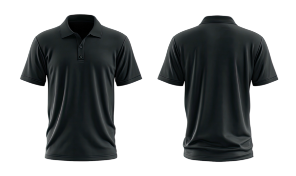 Dark polo shirt mockup, front and back views