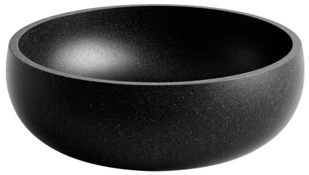 Dark, smooth, round bowl