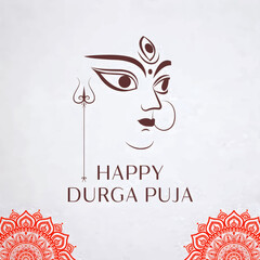 Durga Puja Illustration and greeting card. 