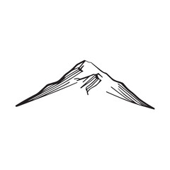 Black and White Mountain Illustration Image in Minimalist Line Art Style, Clean and Elegant Design
