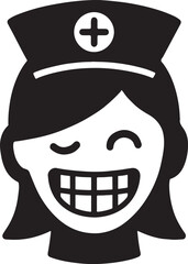 Nurse face with teeth silhouette icon, medical healthcare character design for hospital, clinic, and wellness.