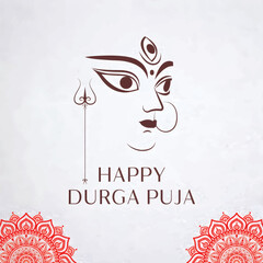 Durga Puja Illustration and greeting card. 