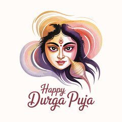 Durga Puja Illustration and greeting card. 