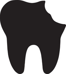 Tooth with cavity silhouette icon, dental health symbol for dentistry, oral care, and treatment design.
