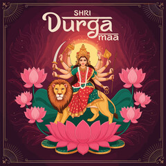 Durga Puja Illustration and greeting card. 