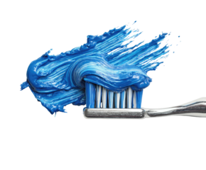 Blue toothpaste on a toothbrush