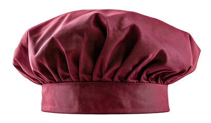 Burgundy chef's hat against a black background