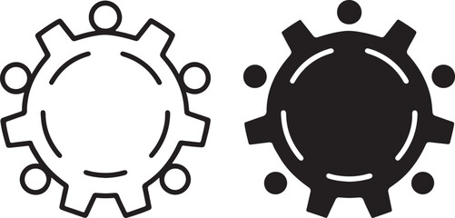 Gear Wheel Icon Set Black and White Outline