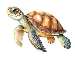 Watercolor Illustration of a Sea Turtle