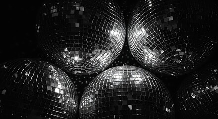 Black and white disco balls