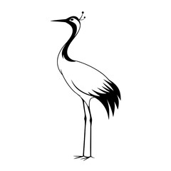 Obraz premium Crane. Crane simple black and white line art vector logo