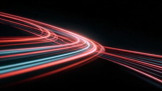 Neon Light Trail: A mesmerizing abstract visual, capturing the fluid motion of vibrant neon lights weaving through darkness, creating a sense of speed and energy.