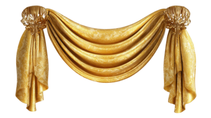 Golden curtain tieback with decorative rope tassel elegant interior accessory for drapery window decoration isolated on white background