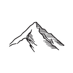 Black and White Mountain Illustration Image in Minimalist Line Art Style, Clean and Elegant Design

