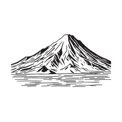 Black and White Mountain Illustration Image in Minimalist Line Art Style, Clean and Elegant Design

