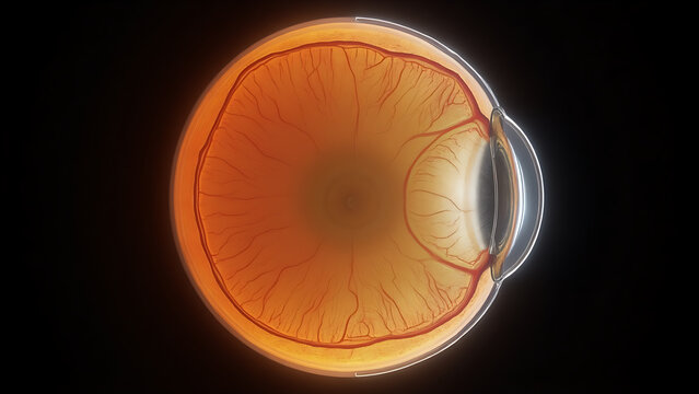 A microscopic image of a human cataract (lens opacity). The image shows the gradual darkening and opacification of the lens fibers. 