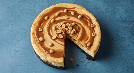 Peanut butter caramel cheesecake slice