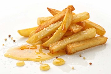 French fries on white background