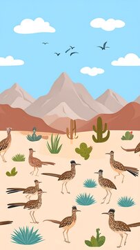Desert birds and plants