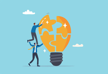 Partnership help team to get solution and win together, success teamwork or support to develop new idea, cooperate or collaborate, companion concept, helpful businessman support coworker for success.