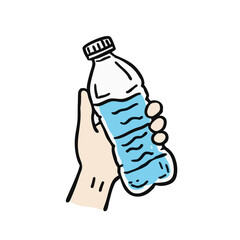 Simple Hand Drawn Hand Holding a Plastic Water Bottle Illustration
