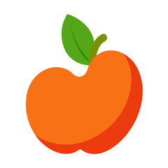 Simple stylized orange fruit with green leaf and stem