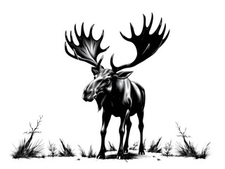 A Beautiful and Amazing Modern-Style Moose Silhouette Vector Illustration, Perfect for Wildlife and Outdoor-Themed Designs.