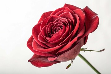 Red rose on white background
