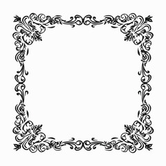 Vintage Decorative Floral Swirl Square Ornament Frame Border Illustration