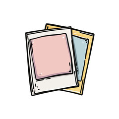 Handdrawn Sketchy Two Old Fashioned Instant Pictures Image Memories