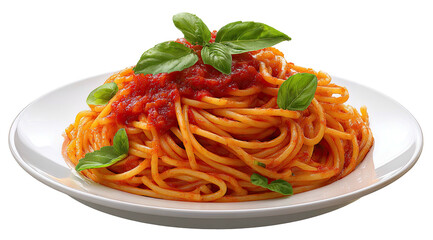 Plate of spaghetti with tomato sauce and basil (1)