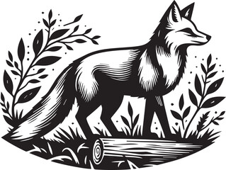 Fox in Black & White – Minimalist, Artistic, Wildlife Silhouette