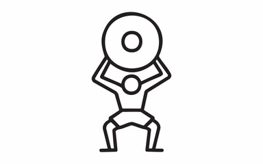 Line art of a person lifting a weight overhead isolated on white background