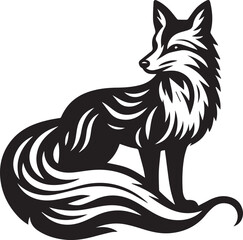 Fox in Black & White – Minimalist, Artistic, Wildlife Silhouette
