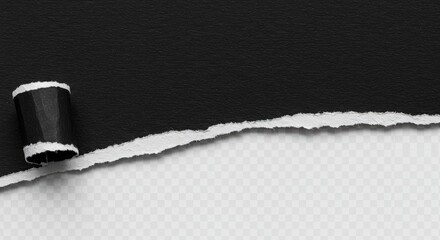 Dramatic black paper torn revealing bright white space, perfect for creative reveals,...