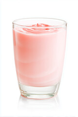 A delicious strawberry ice cream smoothie isolated on a white background