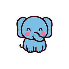A cute cartoon elephant vector illustration shows a funny baby animal character design for children book design.