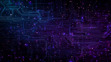 Abstract Cyberpunk Interface with Layered Neon Lines and Digital Circuits