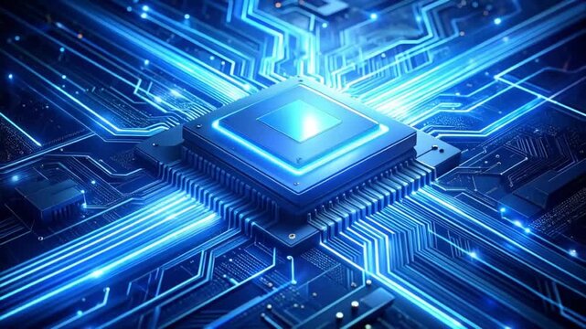 Futuristic technology chip circuit board pattern video, high tech engineering motion graphic loop