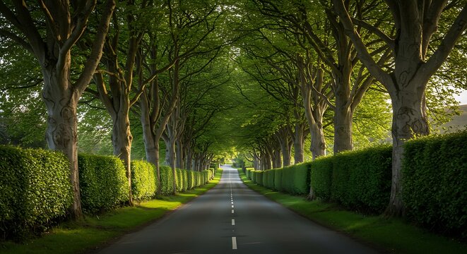Pathway through lush green trees
