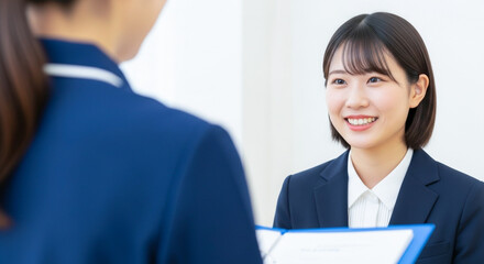 介護施設の面接を受ける女子学生